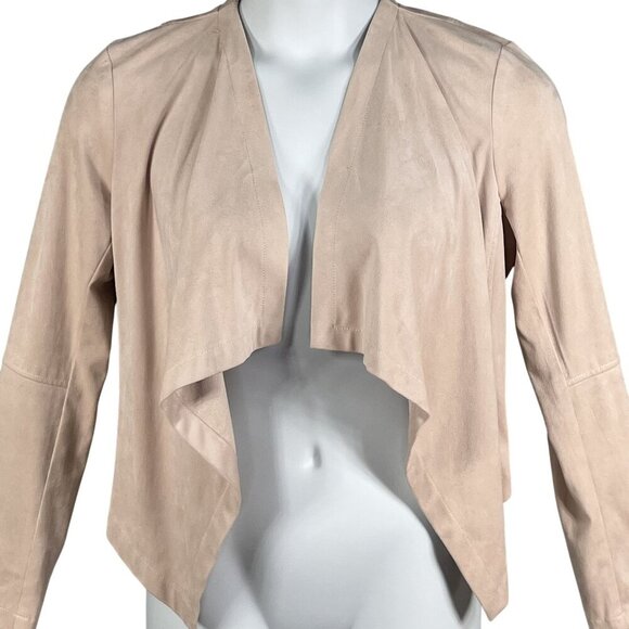 Katherine Barclay Montreal Womens M Faux Suede Tan Waterfall Front Drape Blazer - Picture 8 of 13